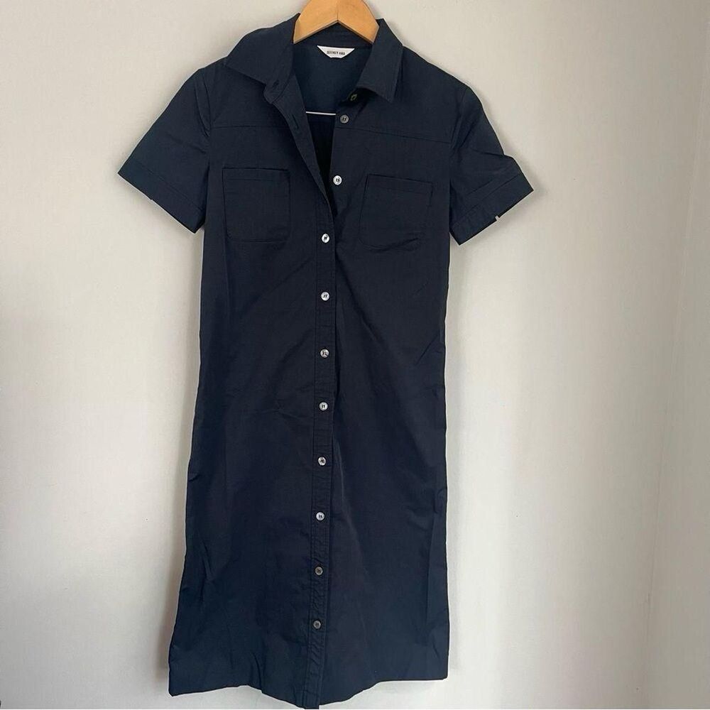 Jeffery Ana Navy Button Up Midi Dress Size Small